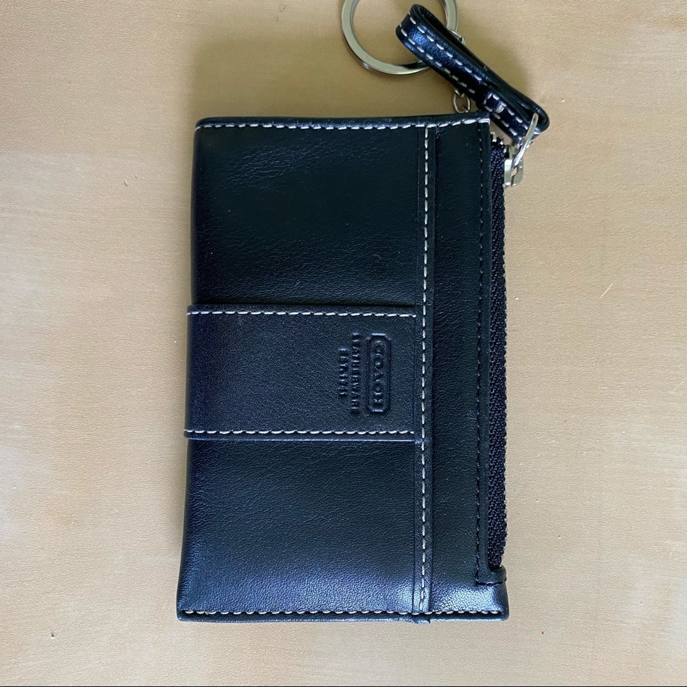 Coach leather coin case, black